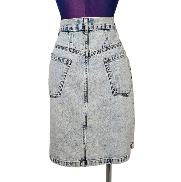 Vintage 80s Deb Acid Washed High Waist Denim Jean Skirt Size 11 Juniors P19‎ - Picture 8 of 12